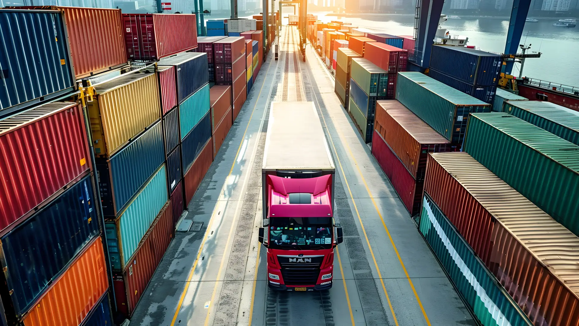 Container congestion and freight trucks at the Port of Durban during South Africa's 2026 logistics delays.