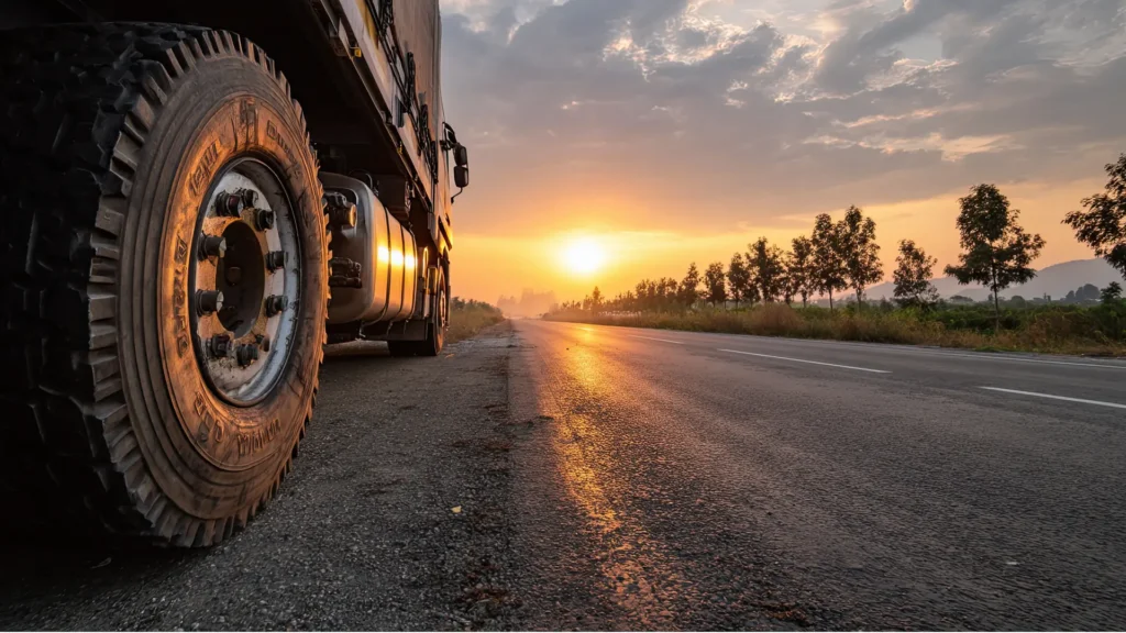 Heavy commercial truck on the road in South Africa, illustrating what drives truck insurance premiums.